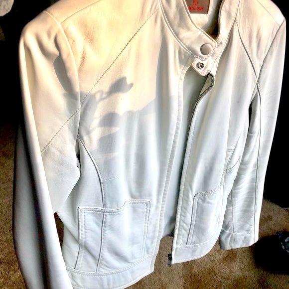 White Danier Leather Jacket - Picture 1 of 8